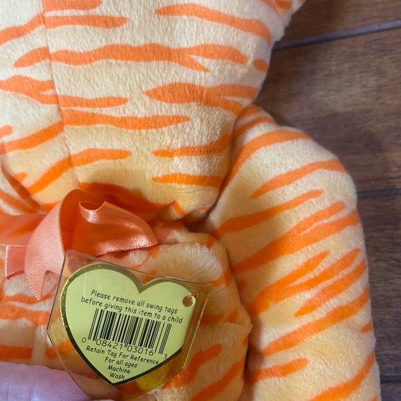 TY PILLOW PAL PURR 15" Plush Orange TIGER STRIPE CAT for BABIES Super Soft 1996 - Picture 6 of 6